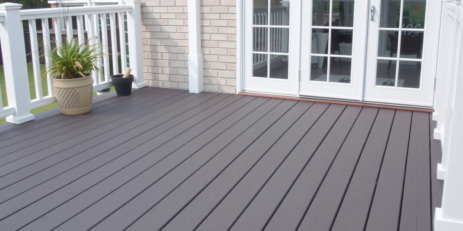 composite decking with a painted frame