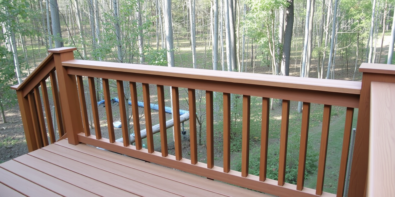 composite decking with cedar handrail