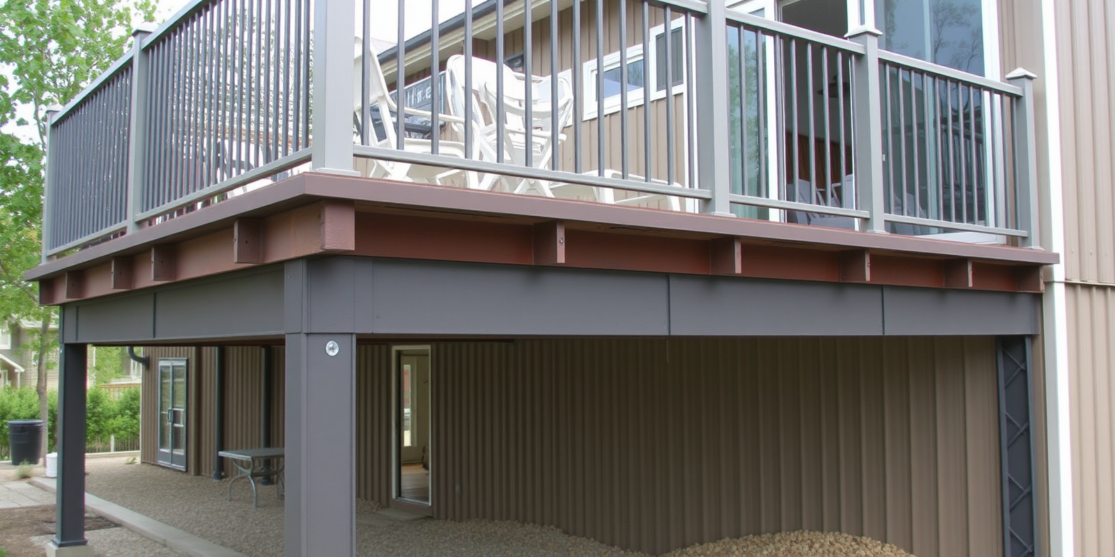 composite metal decking building section