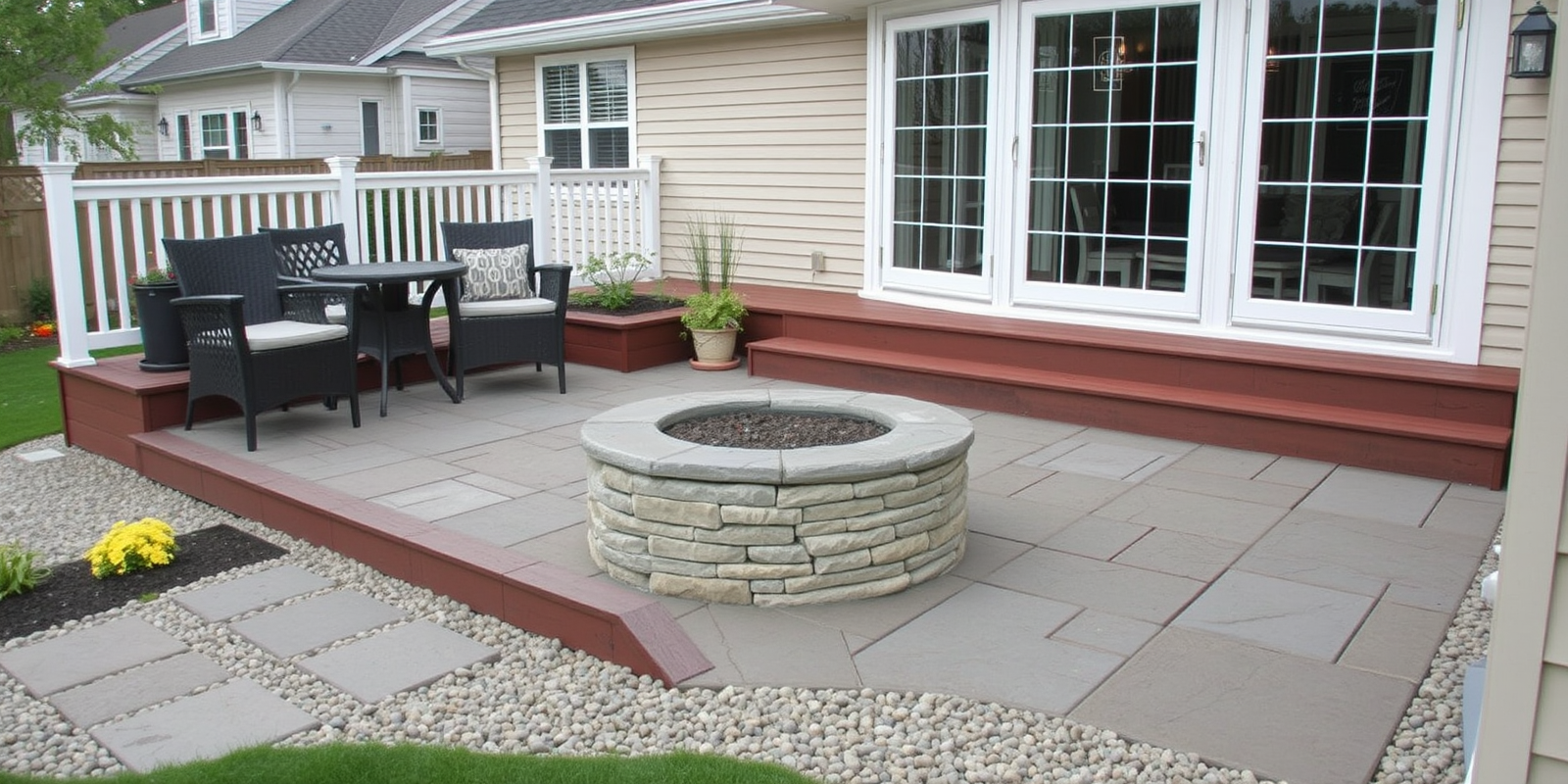 cost composite decking or stone and gravel patio