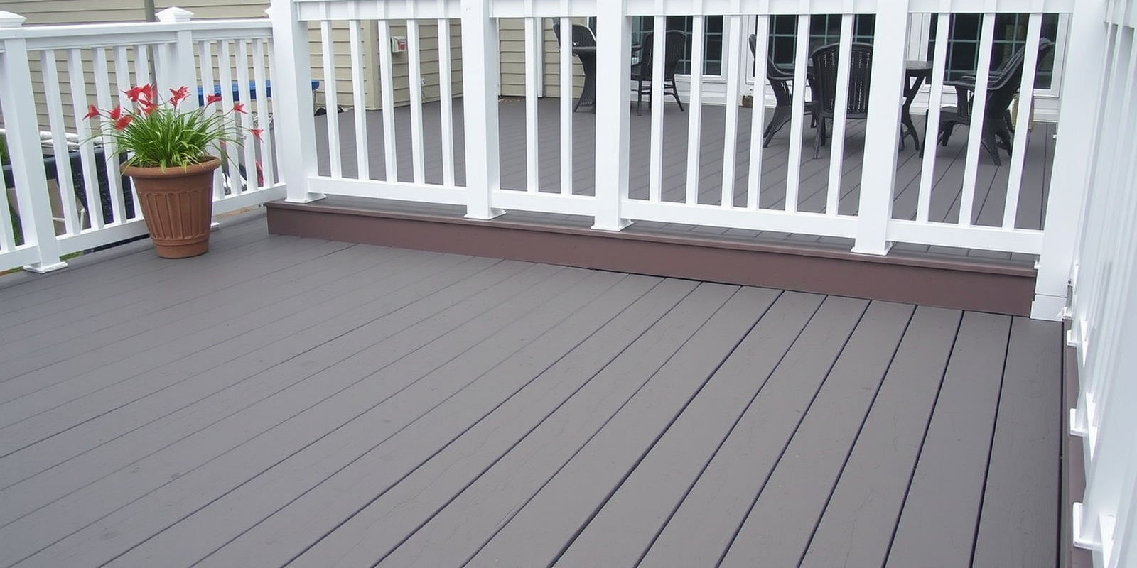 decking with composite material at 45 degree angle