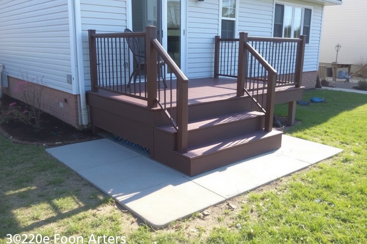 composite decking over concrete steps of small front porch