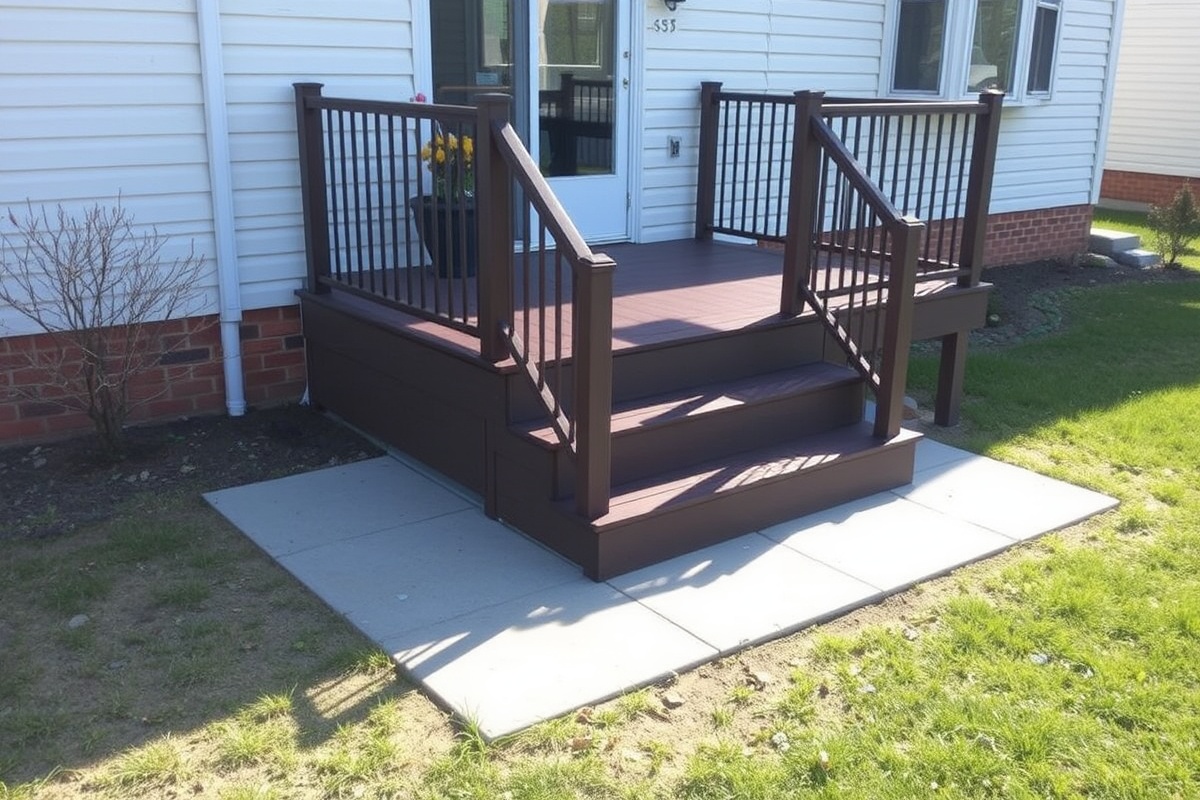 composite decking over concrete steps of small front stoop