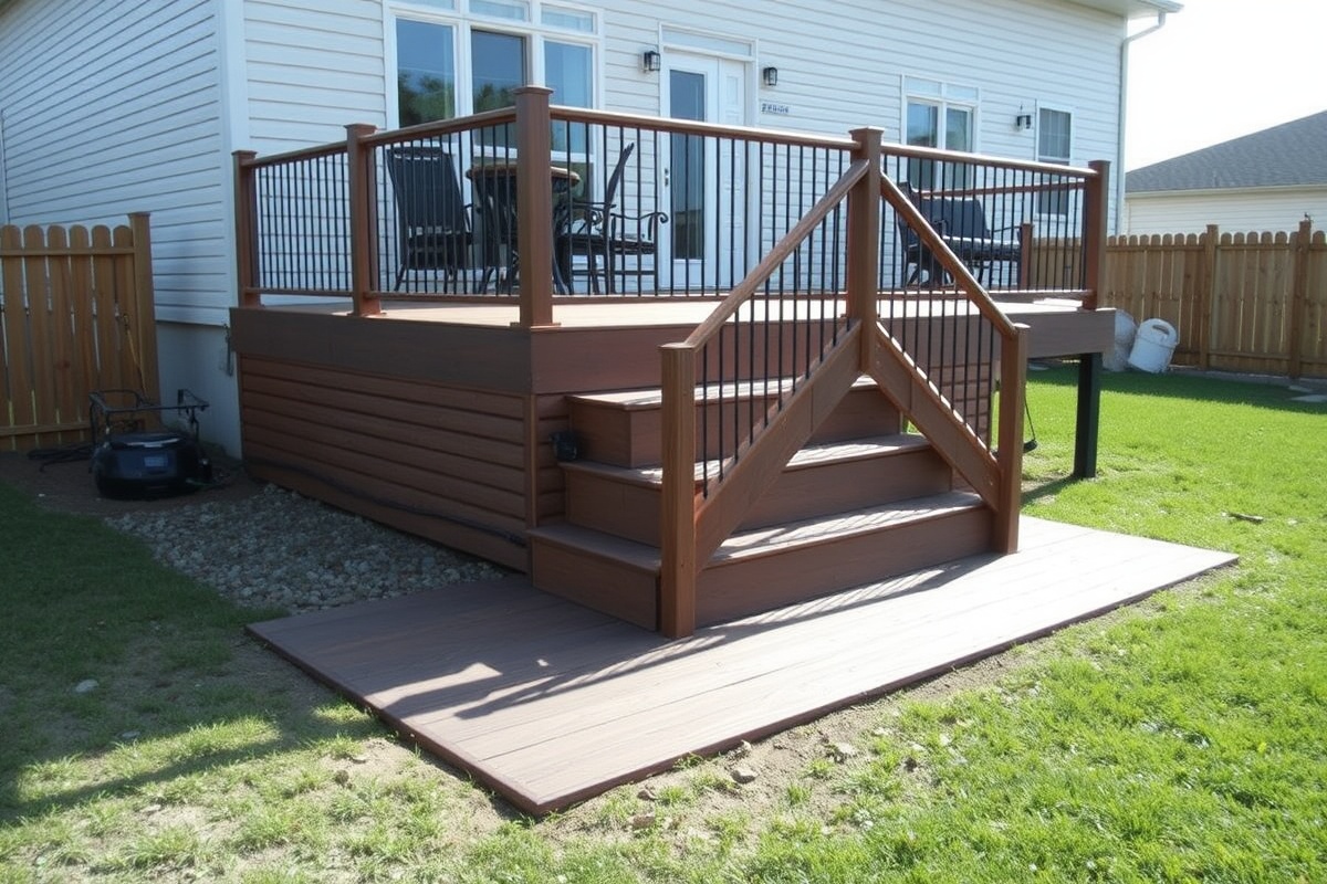 composite decking over wooden steps