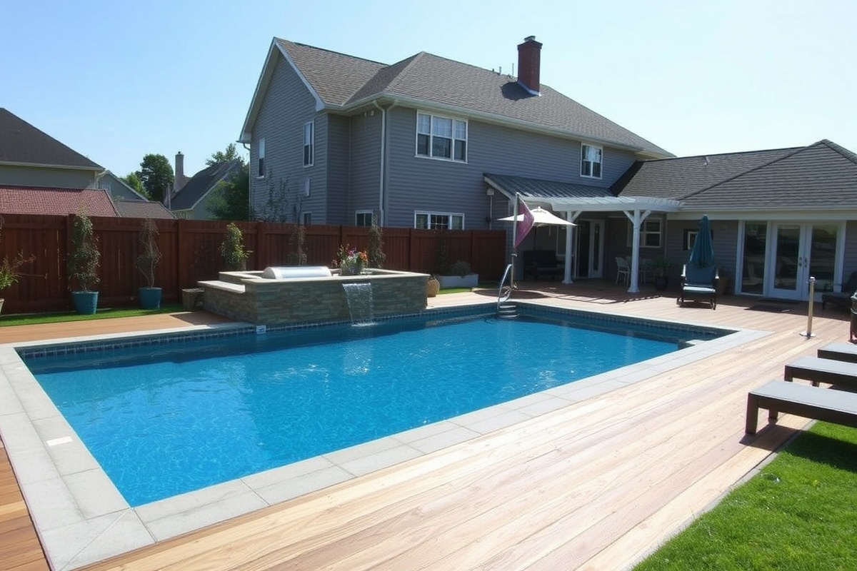 composite decking swimming pool