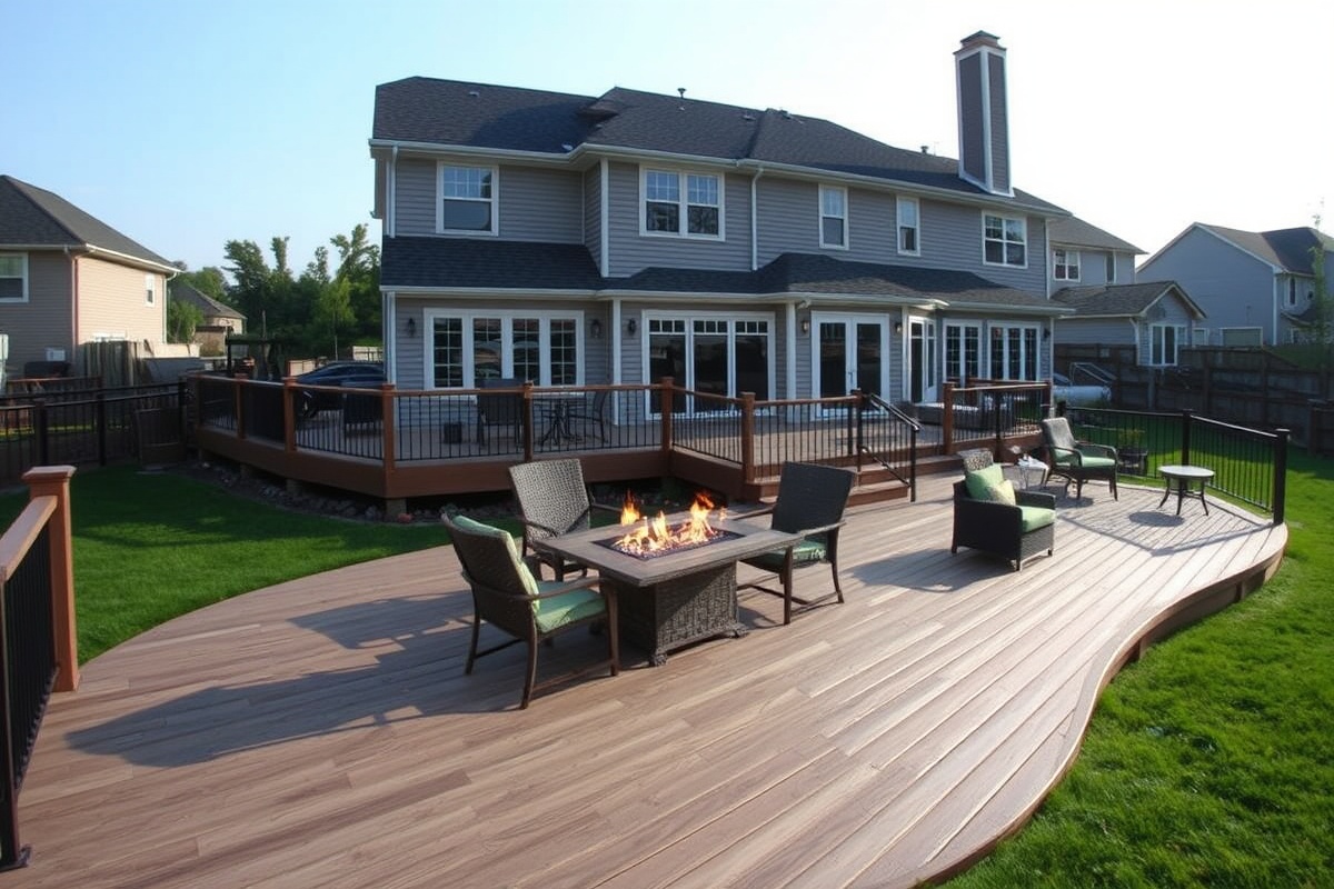 composite decking with fire pit