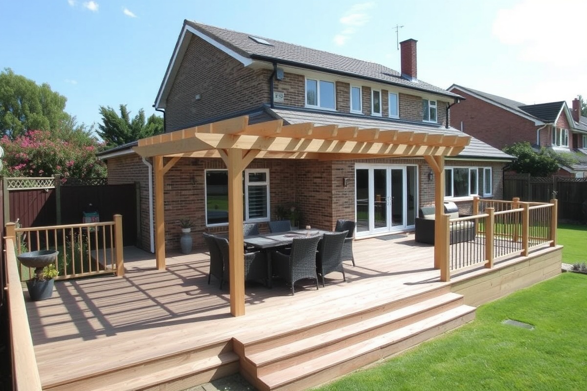 composite decking with pergola