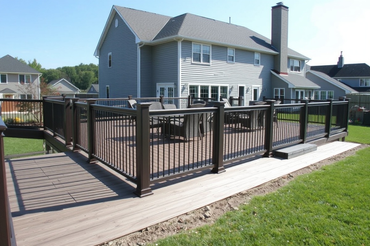 composite decking with rails