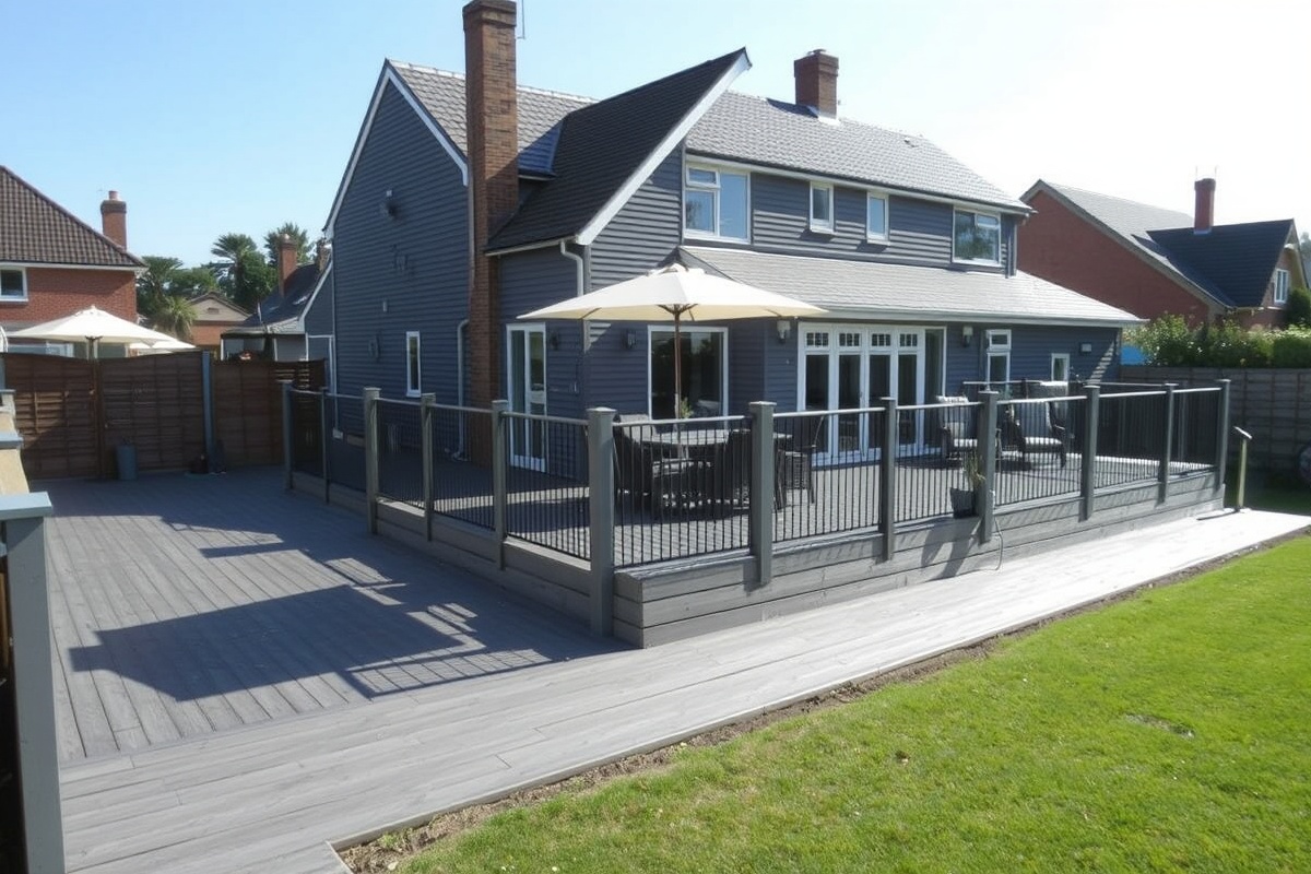 images of grey composite decking