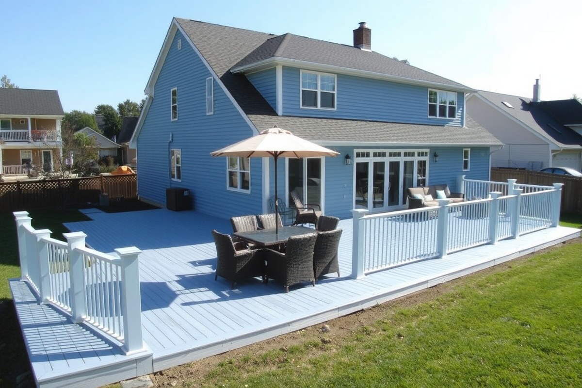 light blue composite decking