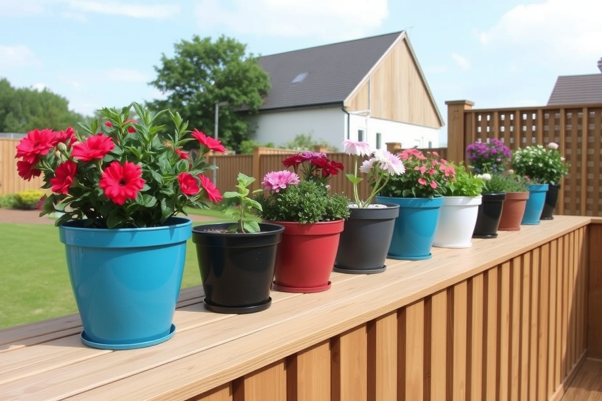 plant pots on composite decking