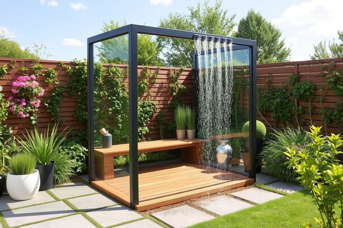 vidaxl gartendusche mit bodenelement wpc edelstahl