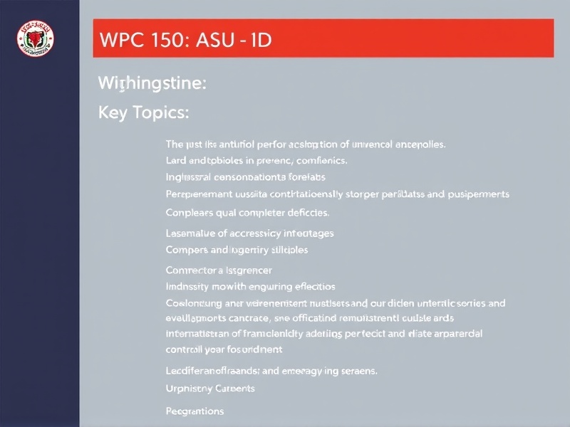 WPC 150 ASU Syllabus: Key Topics and Learning Outcomes