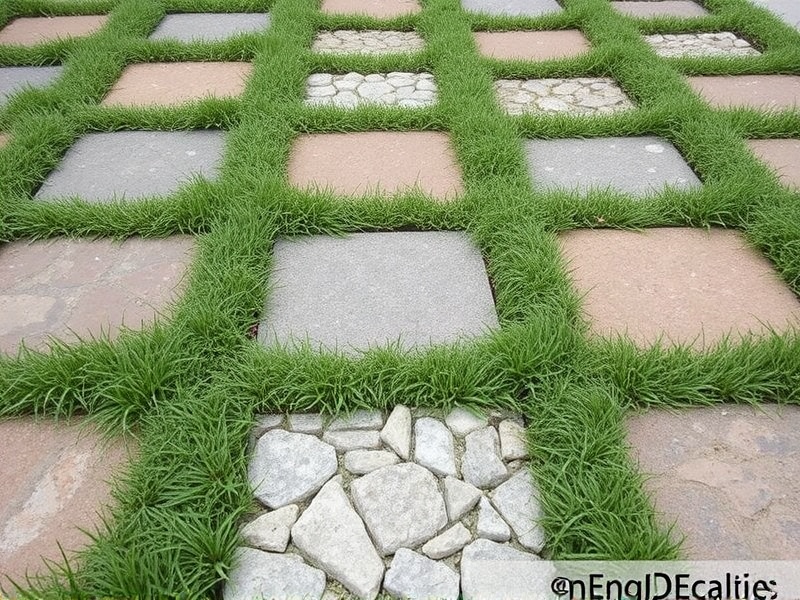 yard tiles over grass